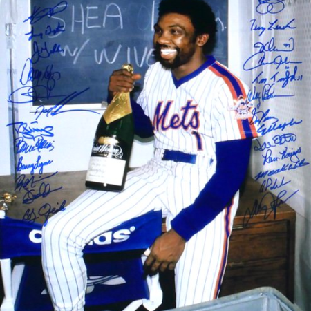 1986 Mets Team Signed 16x20 Photo (26) Gooden Strawberry JSA9