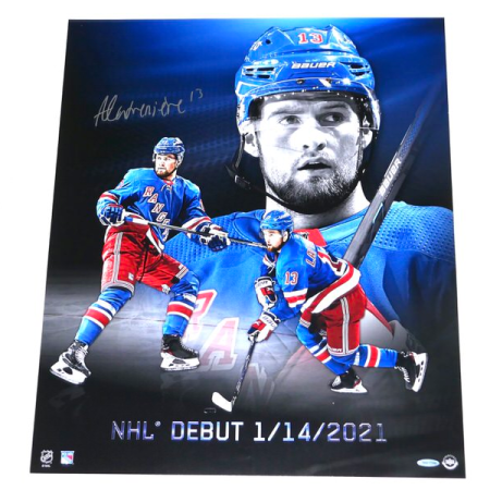 Alexis Lafreniere Signed New York Rangers NHL Debut 20x24 Photo - UDA