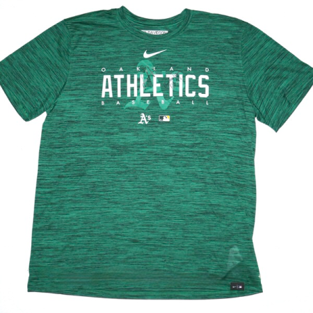 Logan Davidson 2025 Practice Worn & Signed “Go A’s” Official Oakland Athletics Baseball 49 DAVIDSON Nike Dri-Fit XL Shirt