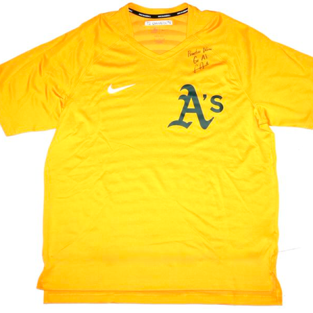 Logan Davidson Player Issued & Signed Official Oakland Athletics “72 DAVIDSON” Nike Authentic Collection Raglan Performance V-Neck Shirt