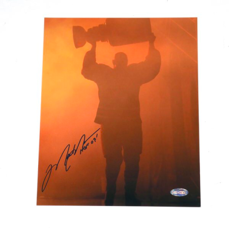 Mark Messier Edmonton Oilers Signed 8x10 Photo Hoisting Stanley Cup HOF 07 Steiner COA