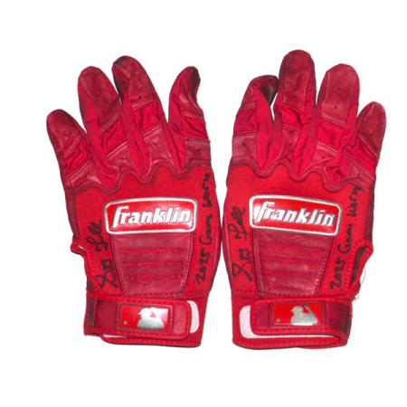 Stuart Fairchild 2025 Cincinnati Reds Game Worn & Signed Red Franklin Batting Gloves