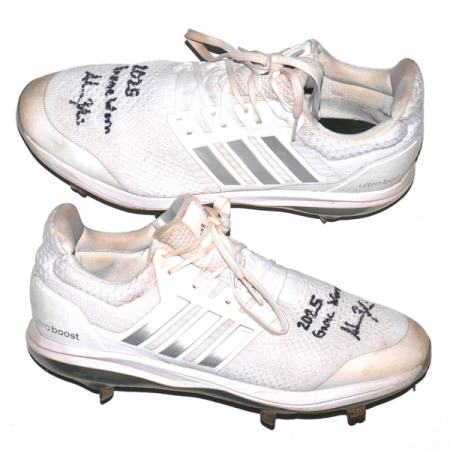 Adam Zebrowski 2025 Columbus Clingstones Game Worn & Signed White & Silver Adidas Ultraboost Baseball Cleats