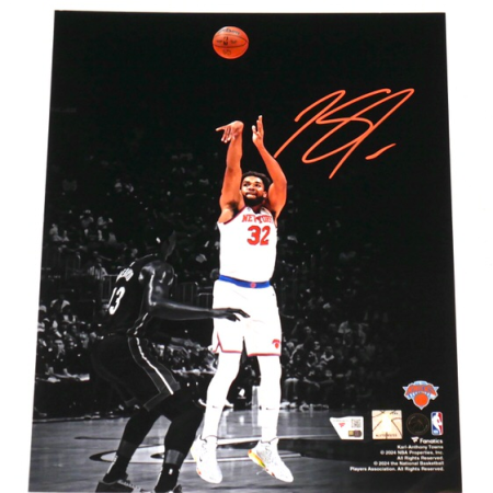 Karl-Anthony Towns New York Knicks Signed Shooting 11 x 14 Photo - Fanatics (Lower right corner of Photo is very bent)