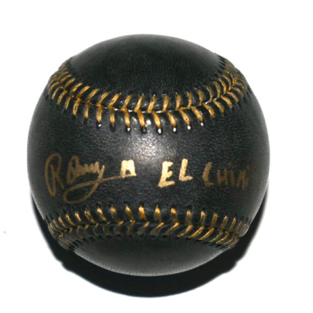 Ronny Mauricio Signed Rawlings OML Black Leather Baseball Inscribed El Chimi JSA