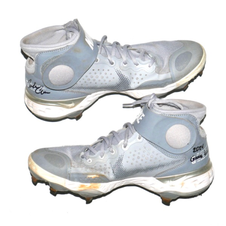 Coleman Crow 2024 Peoria Javelinas Game Worn & Signed Grey Nike Alpha Huarache Baseball Cleats - Worn In Arizona Fall League!