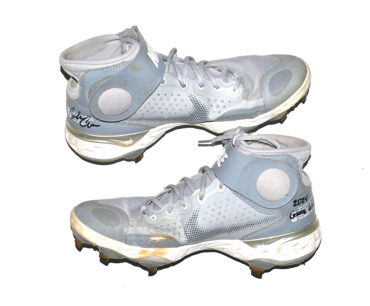 Coleman Crow 2024 Peoria Javelinas Game Worn & Signed Grey Nike Alpha Huarache Baseball Cleats - Worn In Arizona Fall League!