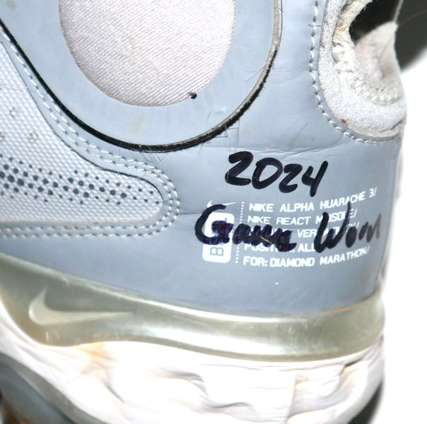 Coleman Crow 2024 Peoria Javelinas Game Worn & Signed Grey Nike Alpha Huarache Baseball Cleats - Worn In Arizona Fall League!