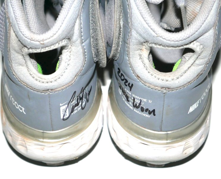Coleman Crow 2024 Peoria Javelinas Game Worn & Signed Grey Nike Alpha Huarache Baseball Cleats - Worn In Arizona Fall League!