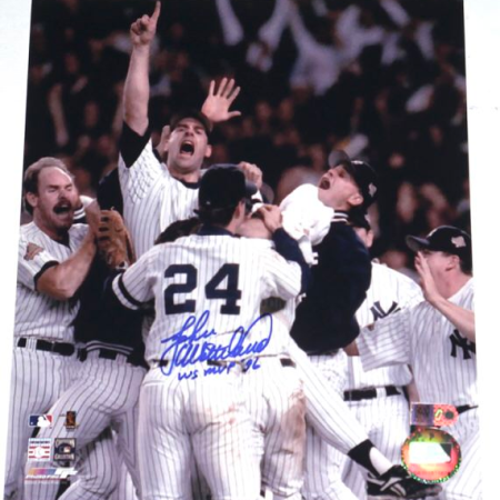 John Wetteland New York Yankees Signed World Series Celebration 8 x 10 Photo - Inscribed WS MVP 1996 - AIV Hologram