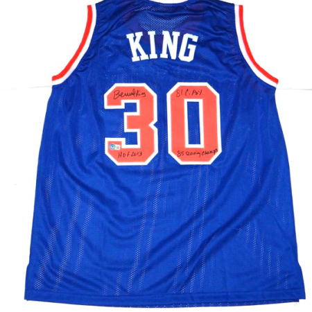 Bernard King Signed Autographed New York Knicks #30 Jersey with Awesome Inscriptions Beckett Witnessed