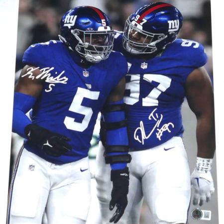 Kayvon Thibodeaux & Dexter Lawrence Signed Autographed New York Giants 11 x 14 Photo - Beckett Witnessed