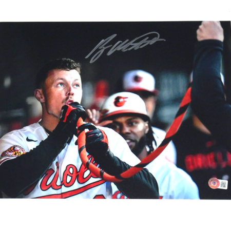 Ryan Mountcastle Signed Beer Funnel Baltimore Orioles 11 x 14 Photo - Beckett Witnessed
