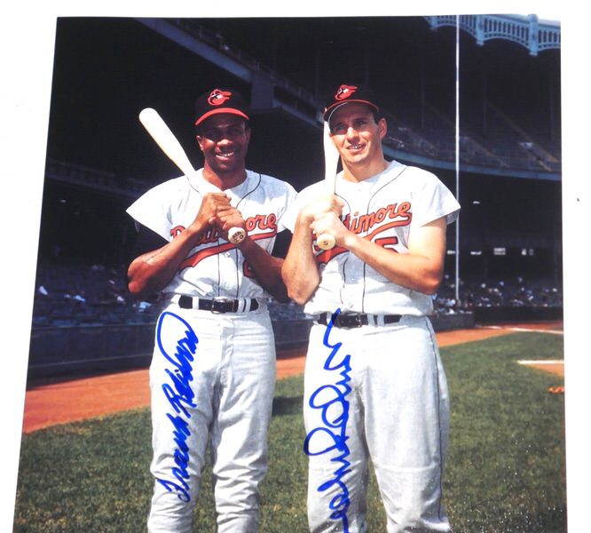 Brooks Robinson Frank Robinson Baltimore Orioles Signed 8x10 Photo HOF AIV