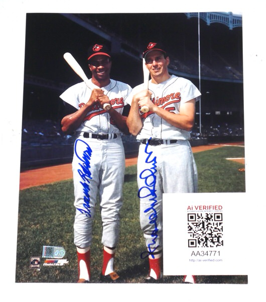 Brooks Robinson Frank Robinson Baltimore Orioles Signed 8x10 Photo HOF AIV