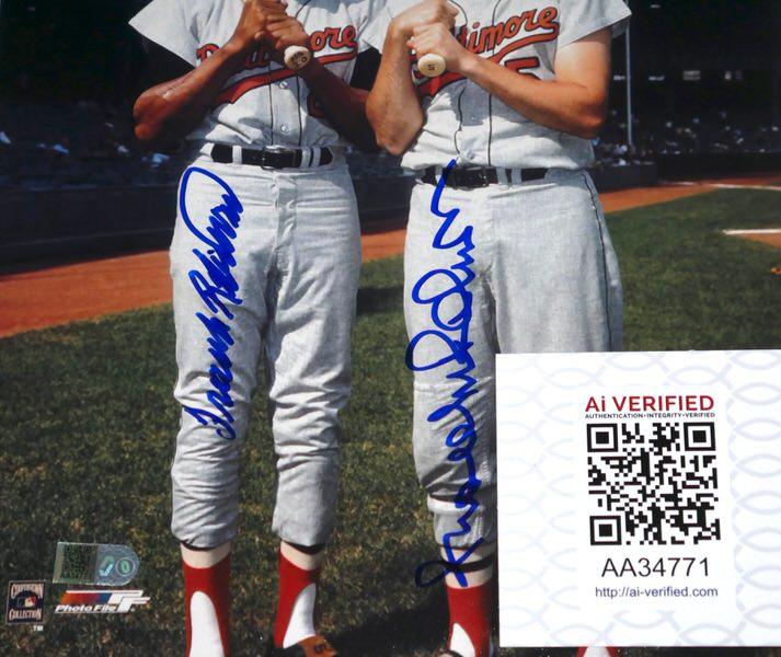 Brooks Robinson Frank Robinson Baltimore Orioles Signed 8x10 Photo HOF AIV