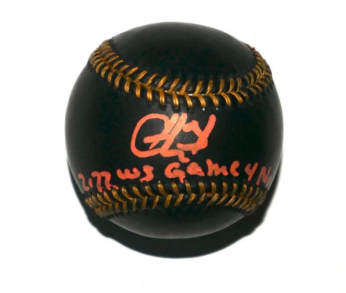Cristian Javier Houston Astros Signed OML Black Leather Baseball with 2022 WS Game 4 No Hitter Inscription - Beckett Witnessed