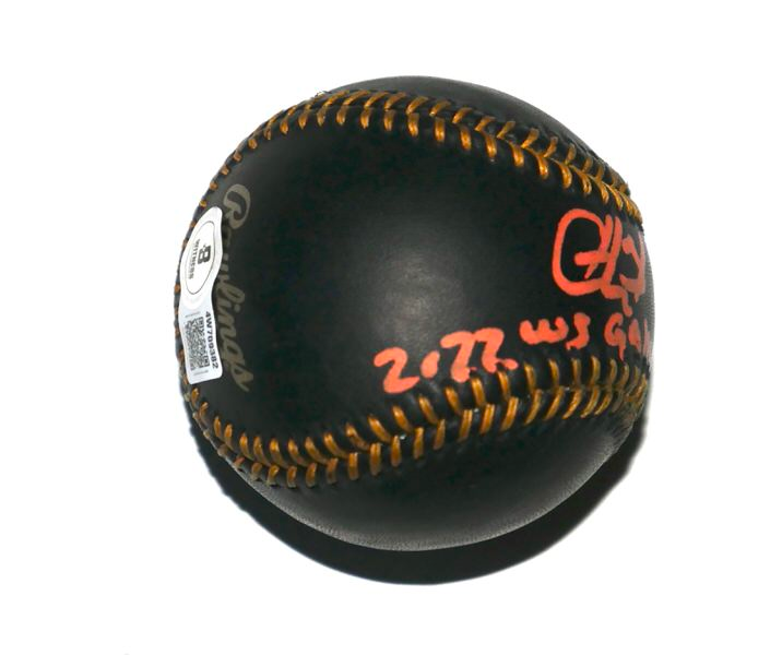 Cristian Javier Houston Astros Signed OML Black Leather Baseball with 2022 WS Game 4 No Hitter Inscription - Beckett Witnessed