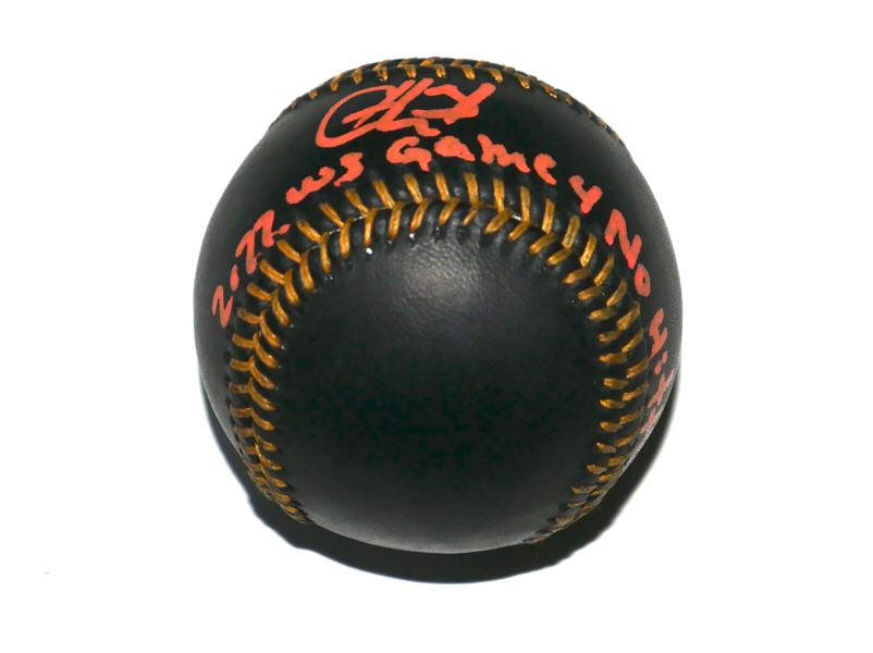 Cristian Javier Houston Astros Signed OML Black Leather Baseball with 2022 WS Game 4 No Hitter Inscription - Beckett Witnessed