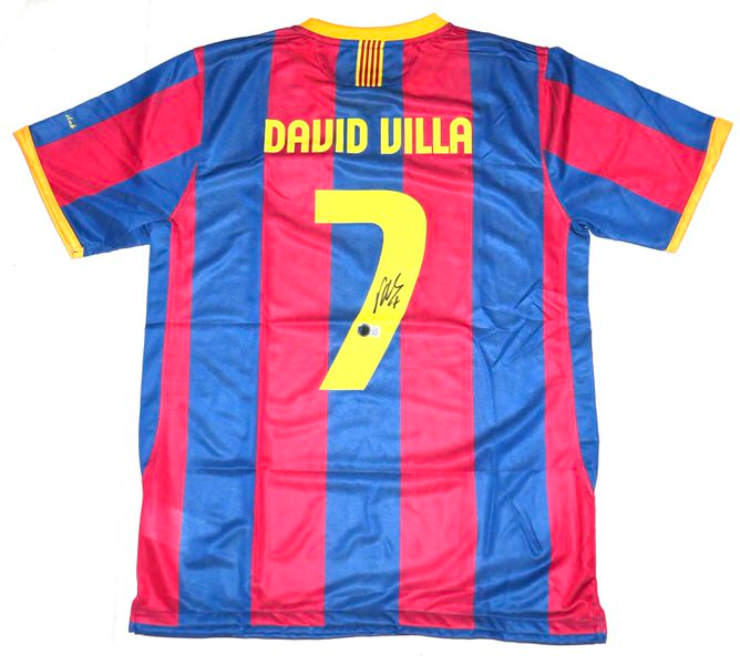 David Villa Signed F.C. Barcelona #7 Nike Authentic Jersey - Beckett Witnessed