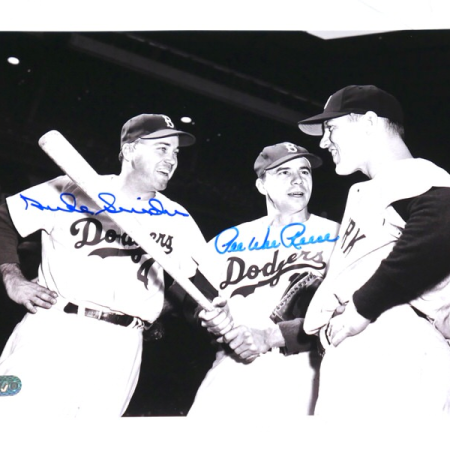 Duke Snider & Pee Wee Reese Brooklyn Dodgers Signed 8 x 10 with Mickey Mantle - AIV - Comes in 8 x 10 Toploader!