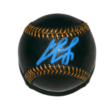 Josue De Paula Los Angeles Dodgers Signed OML Black Leather Baseball - #1 Prospect (Beckett Witnessed)