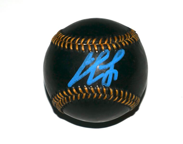 Josue De Paula Los Angeles Dodgers Signed OML Black Leather Baseball - #1 Prospect (Beckett Witnessed)