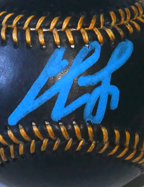 Josue De Paula Los Angeles Dodgers Signed OML Black Leather Baseball - #1 Prospect (Beckett Witnessed)