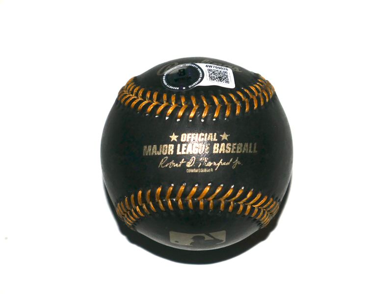 Josue De Paula Los Angeles Dodgers Signed OML Black Leather Baseball - #1 Prospect (Beckett Witnessed)