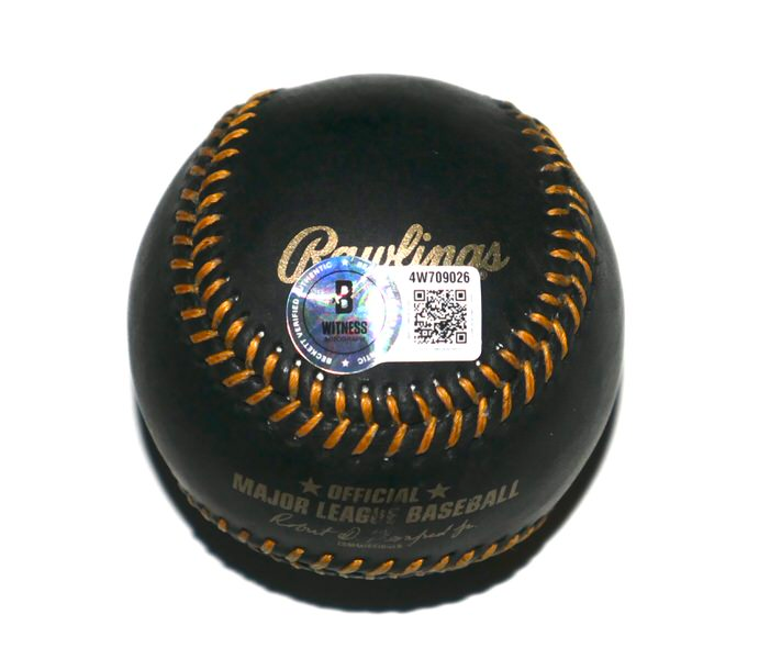 Josue De Paula Los Angeles Dodgers Signed OML Black Leather Baseball - #1 Prospect (Beckett Witnessed)