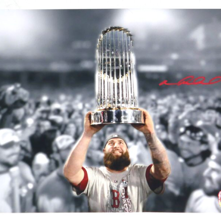 Mike Napoli Boston Red Sox Autographed Signed Hoisting Championship Trophy 8 x 10 Photo - Comes in 8 x 10 Toploader!
