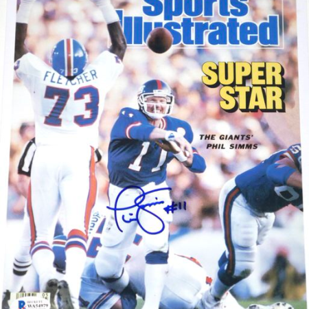 Phil Simms New York Giants Signed Sports Illustrated Cover 8 x 10 Photo - Beckett Witnessed