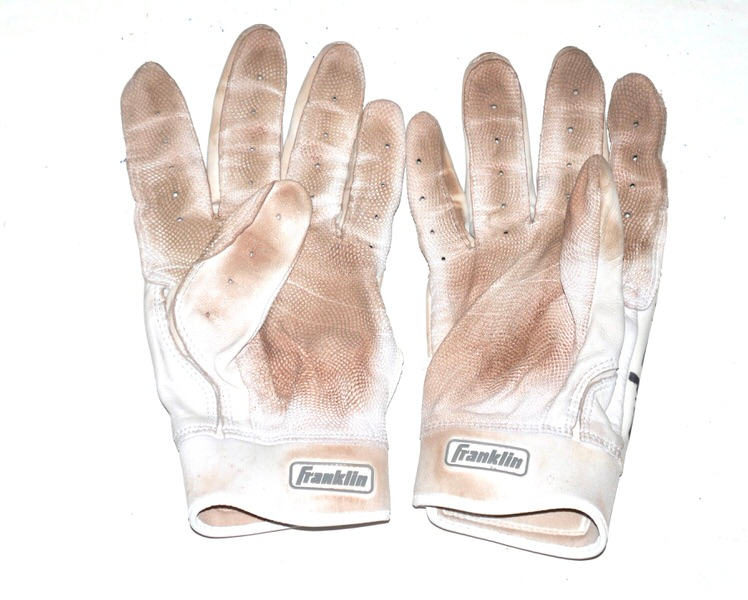 Adam Zebrowski 2026 Columbus Clingstones Game Worn & Signed White & Grey Franklin Batting Gloves
