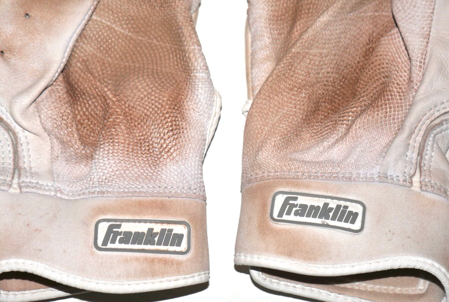 Adam Zebrowski 2026 Columbus Clingstones Game Worn & Signed White & Grey Franklin Batting Gloves