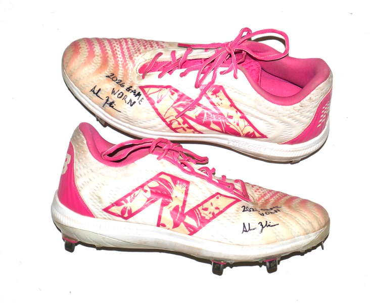 Adam Zebrowski 2026 Gwinnett Stripers Game Worn & Signed New Balance FuelCell Mother's Day Limited Edition Baseball Cleats