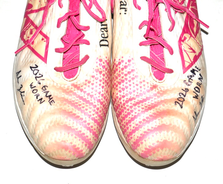 Adam Zebrowski 2026 Gwinnett Stripers Game Worn & Signed New Balance FuelCell Mother's Day Limited Edition Baseball Cleats