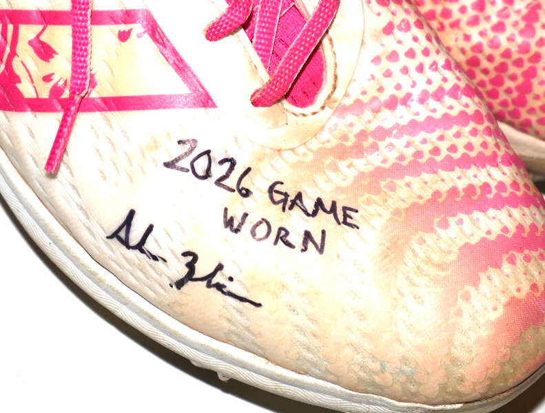 Adam Zebrowski 2026 Gwinnett Stripers Game Worn & Signed New Balance FuelCell Mother's Day Limited Edition Baseball Cleats