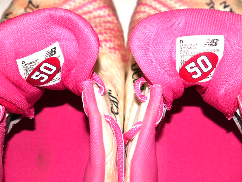 Adam Zebrowski 2026 Gwinnett Stripers Game Worn & Signed New Balance FuelCell Mother's Day Limited Edition Baseball Cleats