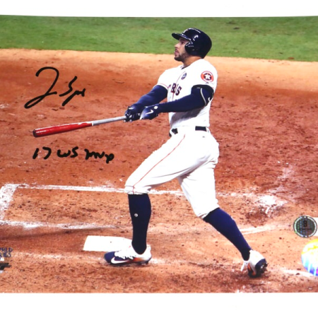 George Springer Signed Houston Astros 8x10 Photo with 17 WS MVP Inscription (Beckett)