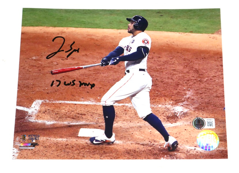 George Springer Signed Houston Astros 8x10 Photo with 17 WS MVP Inscription (Beckett)