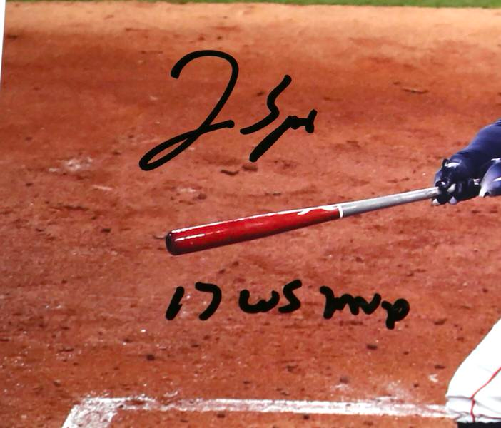 George Springer Signed Houston Astros 8x10 Photo with 17 WS MVP Inscription (Beckett)