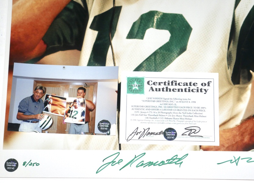 Joe Namath Signed Neil Leifer New York Jets 16x20 Photo – Limited Edition #8/250 (Superstar Greetings COA)