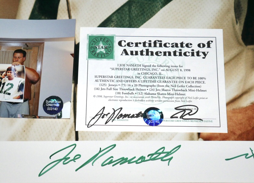 Joe Namath Signed Neil Leifer New York Jets 16x20 Photo – Limited Edition 8 of 250 Superstar Greetings COA9