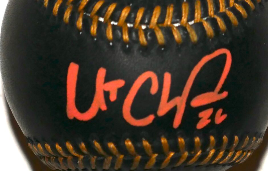 Matt Chapman San Francisco Giants Signed Rawlings OML Black Leather Baseball - Beckett Witnessed