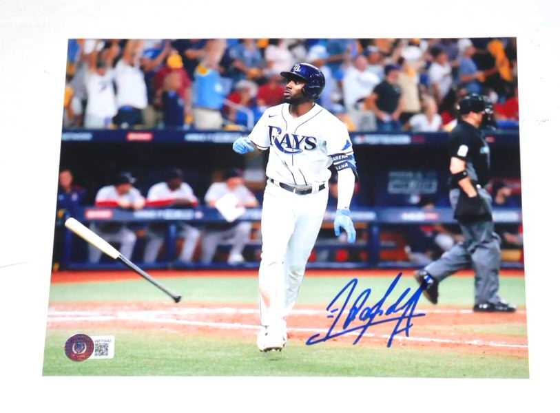 Randy Arozarena Tampa Bay Rays Signed Bat Flip 8 x 10 Photo - Beckett Witnessed