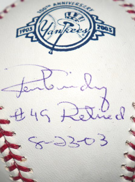 Ron Guidry Signed Rawlings New York Yankees 100th Anniversary Logo Baseball (Limited Edition #112/149) - JSA Authenticated