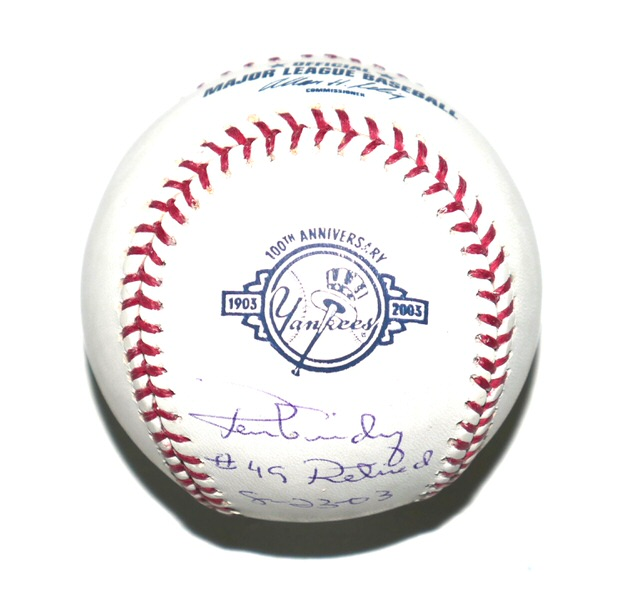 Ron Guidry Signed Rawlings New York Yankees 100th Anniversary Logo Baseball (Limited Edition #112/149) - JSA Authenticated