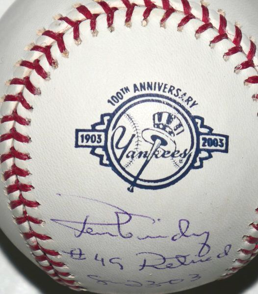 Ron Guidry Signed Rawlings New York Yankees 100th Anniversary Logo Baseball (Limited Edition #112/149) - JSA Authenticated