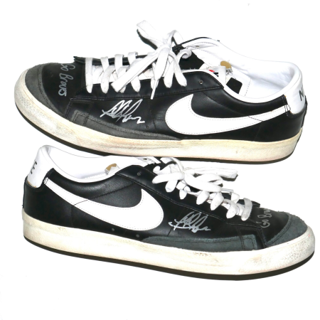 Rusber Estrada Rome Braves Training Worn & Signed Black & White Nike Shoes