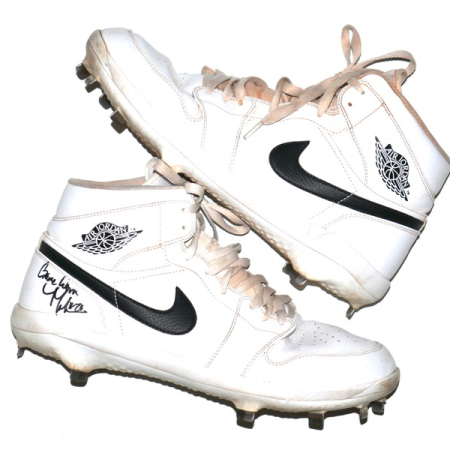 Tyler Tolve 2026 Columbus Clingstones #20 Game Worn & Signed White & Black Air Jordan Cleats